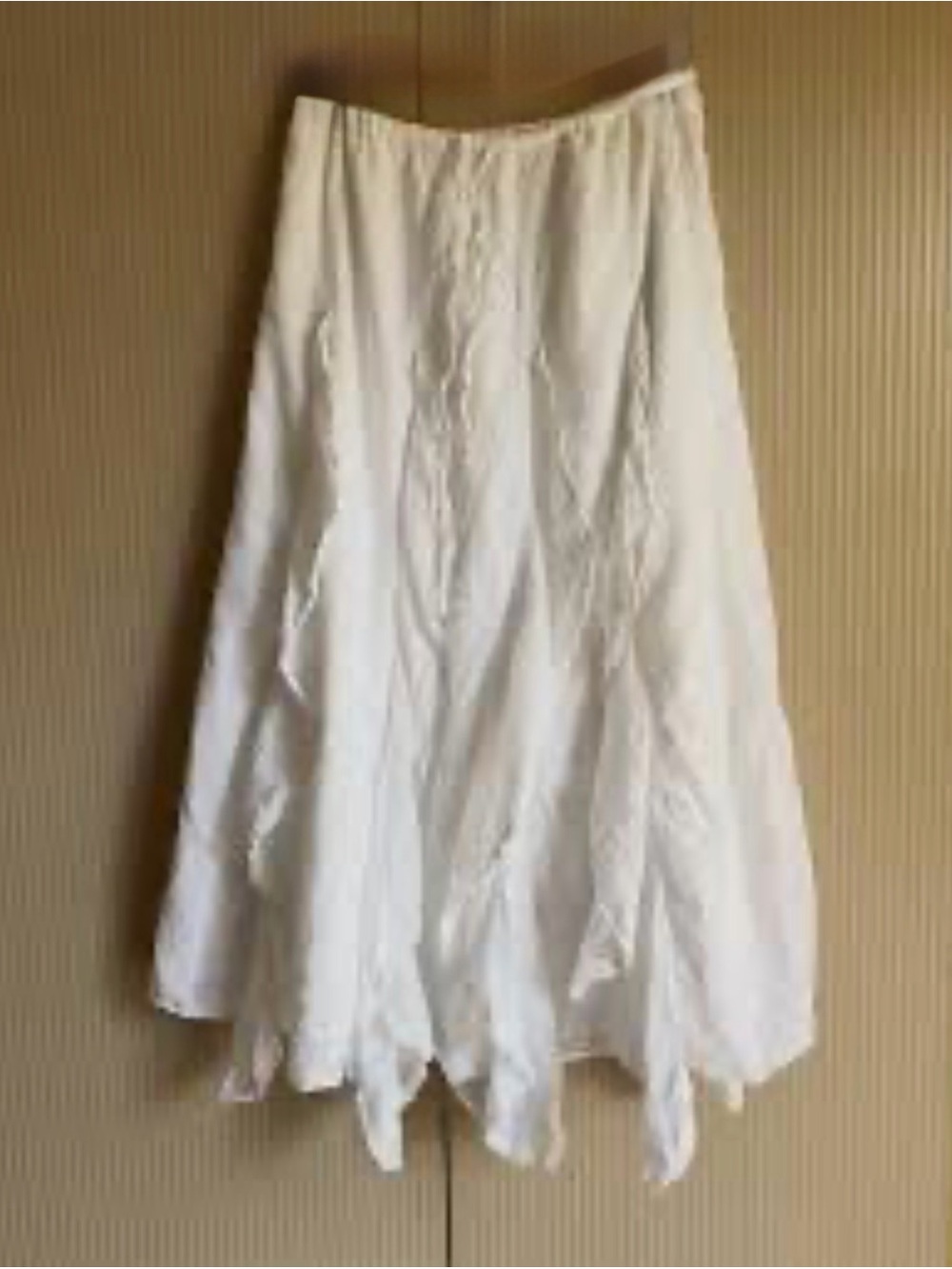 American Eagle Outfitters White Asymmetrical Ruffle Midi Skirt